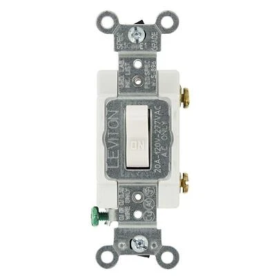 Leviton R52-0CSB1-2WS 20 Amp Single Pole Toggle Quiet Switch, White