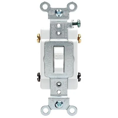 Leviton R52-0CSB2-2WS 20 Amp Double Pole Toggle AC Quiet Switch, White