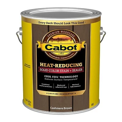 Cabot 140.0001882.007 Heat-Reducing Solid Color Stain and Sealer, Cashmere Brown, 1 Gallon