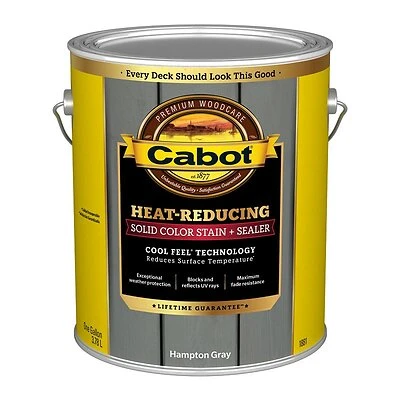 Cabot 140.0001881.007 Heat-Reducing Solid Color Stain and Sealer, Hampton Gray, 1 Gallon