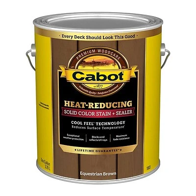 Cabot 140.0001883.007 Heat-Reducing Solid Color Stain And Sealer, Equestrian Brown, 1 Gallon