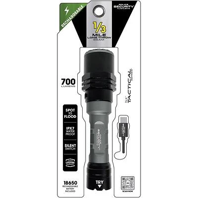 Police Security Long Throw Rechargeable Flashlight, 700 Lumen