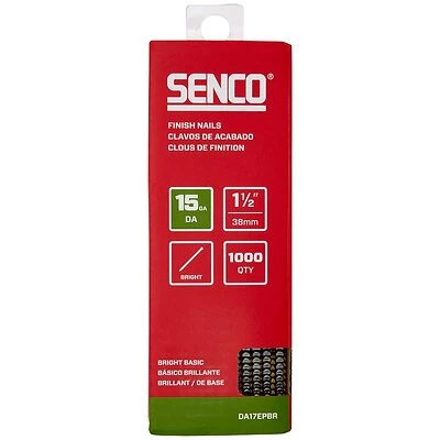 Senco DA17EPBR Angled Finish Brad Nails, 15 Gauge, 1-1/2 In., 1000 Ct.