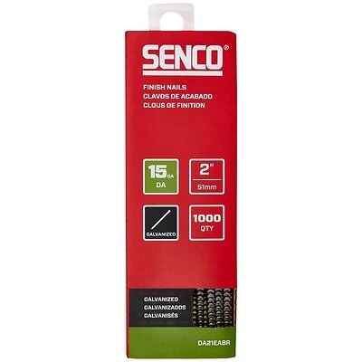 Senco DA21EABR Power Finishing Brad Nails, 15 Ga., 2 In., 1000-Ct.