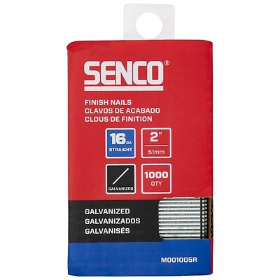 Senco M001005R Collated Finish Nails, 16 Gauge Galvanized, 2 In., 1000 Ct.