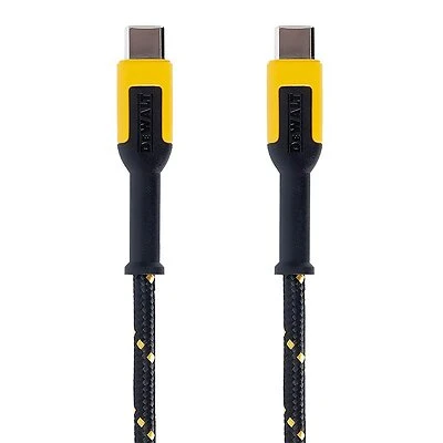 DeWalt 131 0021 DW2 USB-C to USB-C Charging Cable, Kevlar Fiber, 10 Ft, Black/Yellow