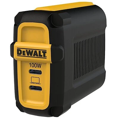 DeWalt DCB094K 2-Port USB-C Wall Charger, 100W, Black/Yellow