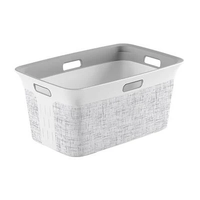 Curver White Resin Laundry Basket With Handle, 47.6 Quart Capacity