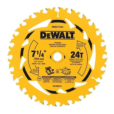 DeWalt DWA271424B10 Circular Saw Blade, 7-1/4 In., 24-Tooth Carbide, 1 Pk