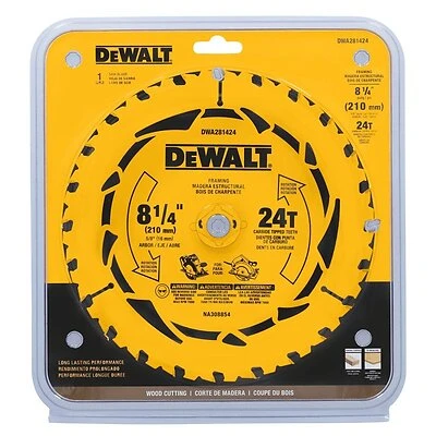 DeWalt DWA281424 Circular Saw Blade, 8-1/4 In., 24-Tooth Tungsten Carbide