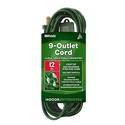 Do It 15 Ft. 18/2 Indoor Christmas Tree Extension Cord With 9 Outlets