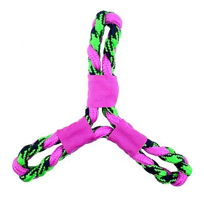 Boss Pet Park Blvd Pink Woven Paracord Twisted Tri Flyer Dog Toy 1 Pk
