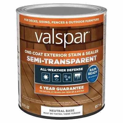 One-Coat Semi-Transparent Stain & Sealer, Neutral Base, 1 Qt.