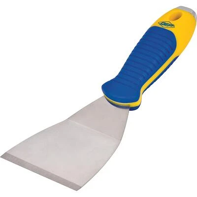 Qep 3 In. Stainless Steel Handheld Chisel Scraper With Rubber Mallet Plate