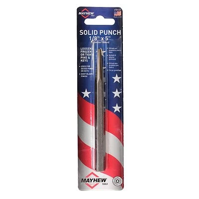 Mayhew Solid Punch 1/8in Tip 4 1/2in Length Hex Shank Model 70122