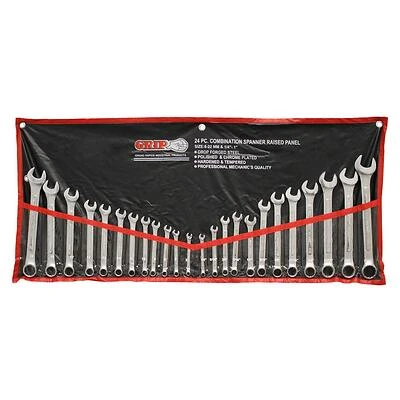 Grip 24-piece Mm/sae Chrome Plated Combination Wrench Set With Roll Up Pouch