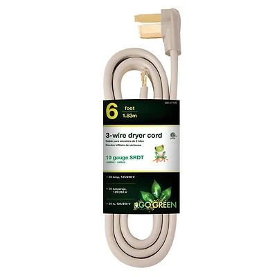 6 Ft. 6/1 3-wire Dryer Cord, 30 Amp, Model Gg-27106