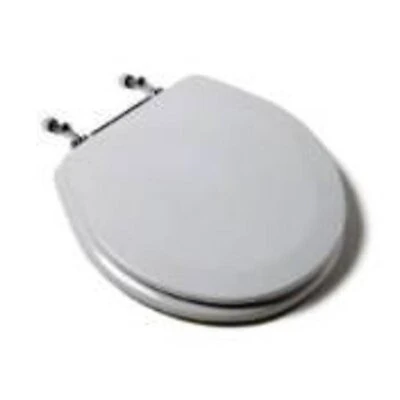 Comfort Seats C1b4r200ch Deluxe Molded Wood Toilet Seat, Round, White With Chrome Hinges