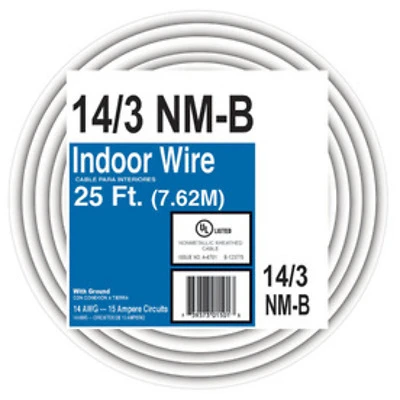 25 Feet 14 Gauge 3 Conductor Indoor Non-metallic Electrical Wire