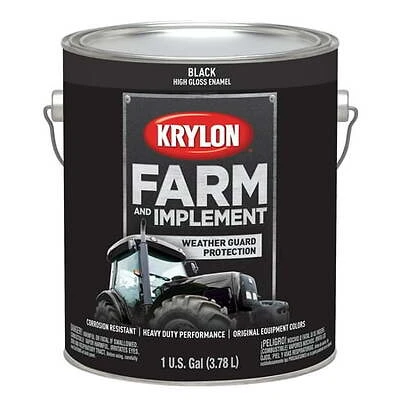 Krylon 1962 Gloss Black Farm & Implement Paint, 128 Oz. Gallon, Solvent Based