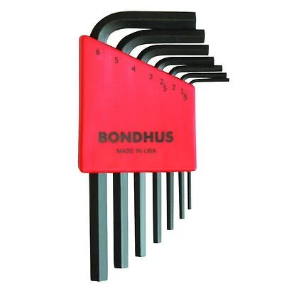 Bondhus Metric Hex End Short Arm L-wrench Set With Proguard Finish, 7-piece, Sizes 1.5-6mm