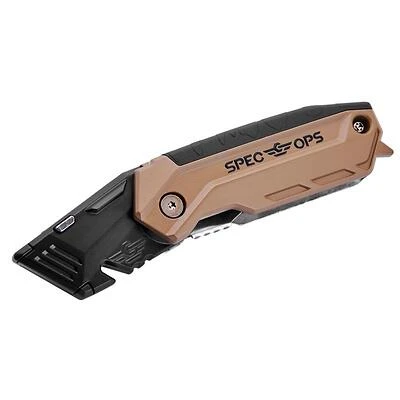 Spec Ops SPEC-K1-FF 6 In. Folding Utility Knife, Black, 3 Extra Blades