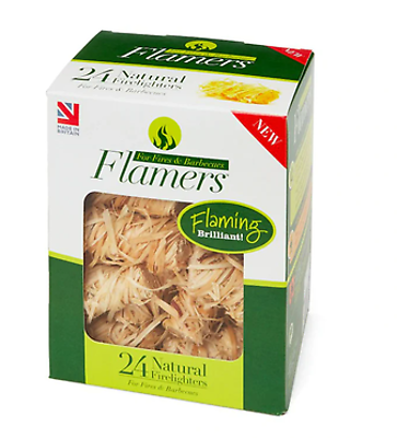 Flamers Natural Fire Starters – 24-Pack, Eco-Friendly Wood Wool & Wax