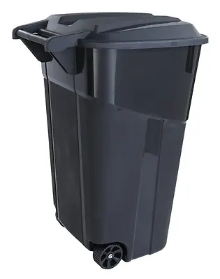 United Solutions TI0068 Rough and Rugged 32 Gallon Wheeled Trash Can, Black