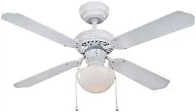 Boston Harbor CF-78133 Ceiling Fan, 4-Blade, 42 In, White, With Light