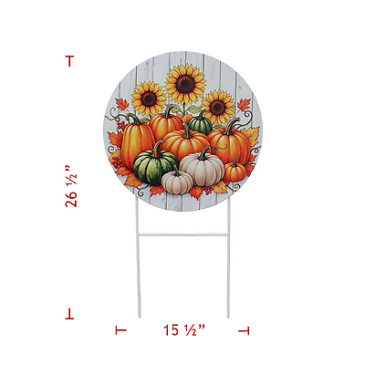 Metal Round Pumpkin w/Sunflower