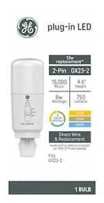GE GX23-2 T12 LED Light Bulb, 8W, 750 lm, Selectable Color