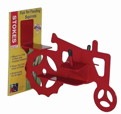 Stokes Select 38055-DI Steel Tractor Squirrel Feeder, Red, 10 In.