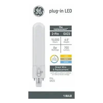GE 8W GX23 T10 LED Bulb, 700 Lumens, Daylight