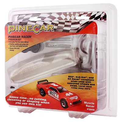Pinecar Muscle Racer Premium Kit - 20 Pieces, Pre-cut Pine Wood Derby Car