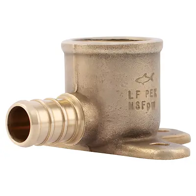 Drop Ear Pipe Elbow, Lead Free, 1/2 Brass Pex Barb x 1/2 In. FPT