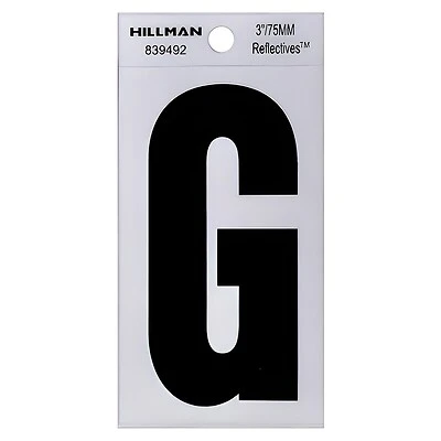 Reflective Adhesive House Address Letter G, Thin Cut, Black Vinyl, 3-In.