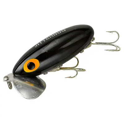 Arbogast 0141-2728 Jitterbug Topwater Fishing Lure, Black, 3/8 Oz