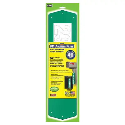 Hy-Ko 911 Aluminum Address Plate With 40 Reflective 3 In. House Numbers