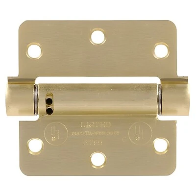 The Hillman Group 852548 3-1/2' Adjustable Spring Hinge - 1/4 Round Corner - Satin Brass Finish 1-Pack