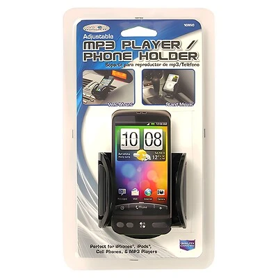 Car Cell Phone/MP3 Holder, Black, Vent/Dash Mount