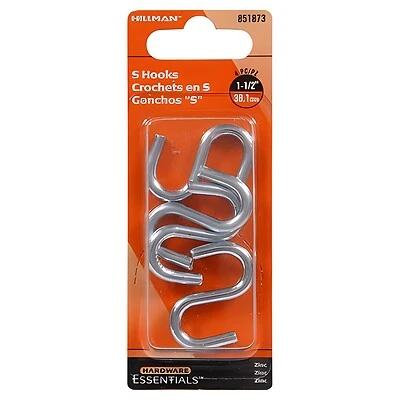 1-1/2 Inch Zinc Plated S-hook - Model 851873 - Durable And Versatile