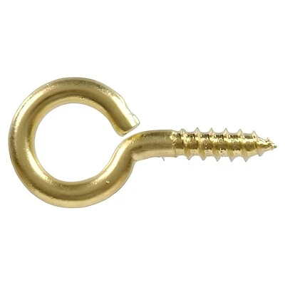 .106 X 1-11/16 Solid Brass Round Ceiling Type Screw Hook Hillman Hooks and Eyes
