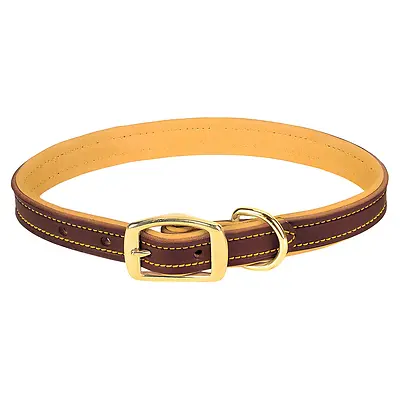 Deer Ridge Dog Collar, Leather/Lined, 1 x 19 In.