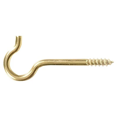 .162 X 2-9/16 Solid Brass Round Ceiling Type Screw Hook 3Pk Hillman 852431