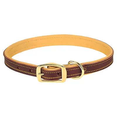 Deer Ridge Dog Collar, Leather/Lined, 1 x 21 In.