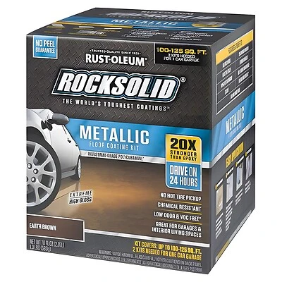 Rocksolid Garage Floor Coating Kit, Earth Brown Metallic, Covers Up To 100 Sq. Ft.