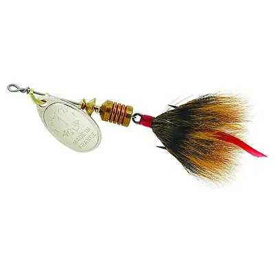 Spinner, Aglia, Silver/Brown Fly With Treble Hook