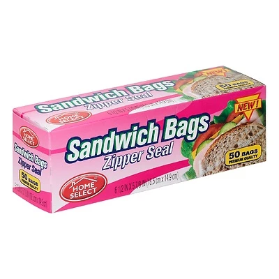 Sandwich Bags, Zipper Seal, 40-Ct.