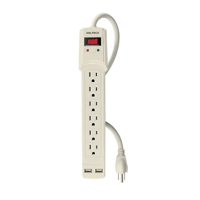 POWER STRIP 6-OUT WHT VOLTECK