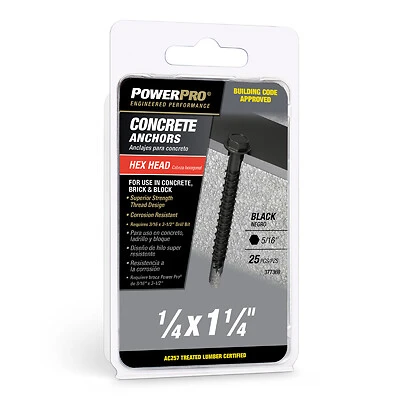 Heavy‑Duty XL‑HX Black Concrete Screw 1/4" × 1‑1/4" – Premium Fastener for Tough Applications